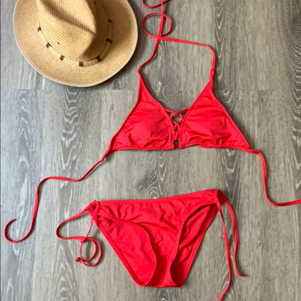Two piece swimsuit red size small